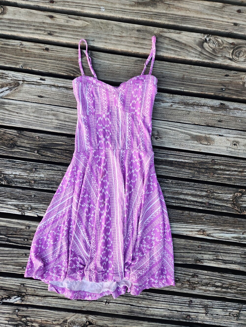 Aeropostale Purple White Aztec Sun Dress Open Back Small Casual
